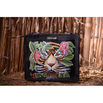 Tiger Portrait on a Black Bag