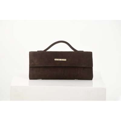 Brown Suede Clutch