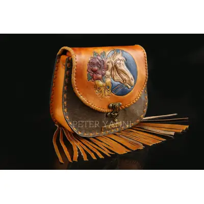 Embossed Horse Painting on Pony Hair Bag