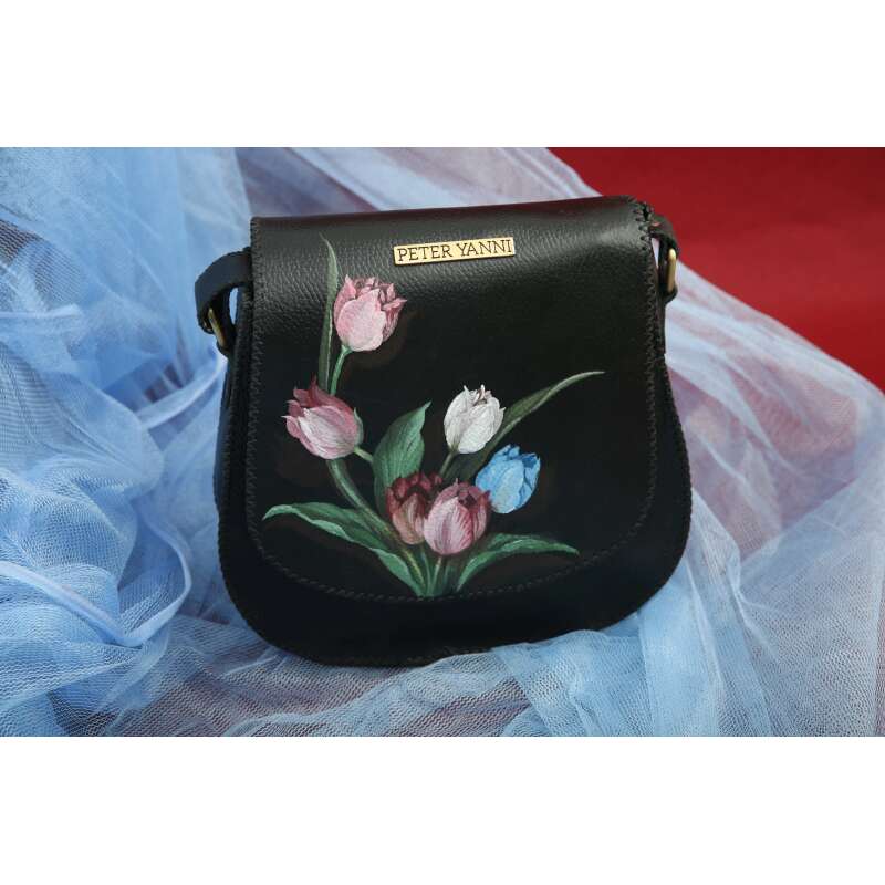 Black Flowery Crossbody Bag #2
